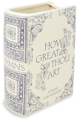 Steel Mill & Co. Ceramic Faith Book-Shaped Vase, Hymnal | Original Large Decorative Vases for Christian Home, Classic Bookshelf Decor, Unique Vase for Religious Living