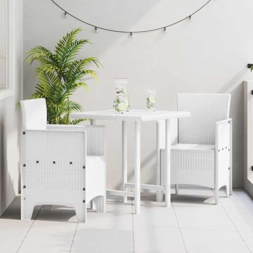 Frdhee Hochlehner Gartenstuhl, Gartenstuhl 2 pcs Weiß 53 x 49 x 85 cm PP Gartengarnitur Set für Garten, Wohnzimmer, Hof, Terrasse und Balkon