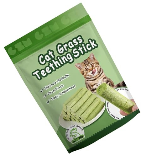 Haodream Katzen Gras Snacks Für Die Zahngesundheit Zahnstein Reduzieren Gefriergetrocknete Snacks Sticks Zahnen Natürliche Gras Sticks Haarball Entlastung