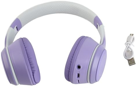 FILFEEL Fashionable Headphones with Mic and Stylish LED Lights for Gaming and Music on Phones, Tablets, and Laptops (Purple)