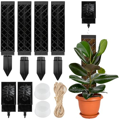 Velicber 4 Pieces 25CM Monstera Tutor, Tutores para Plantas, Trepadoras Fibra de Coco Soporte, Varillas de Musgo para plantación de jardín, Hiedra y Apoyo