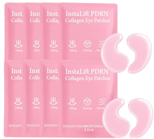 Instant Lift PDRN Collagen Augenpads 8 Paar - PDRN Augenpads - Augen Patches - Eye Patches Feuchtigkeitsspendend - Kollagen Augenpads gegen Tränensäcke, Augenringe & Falten