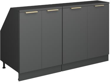 Vicco Dachschrägenschrank-Set Rion, Anthrazit-Gold/Anthrazit, B140 x T60 cm 2er Set, platzsparend für Dachschrägen