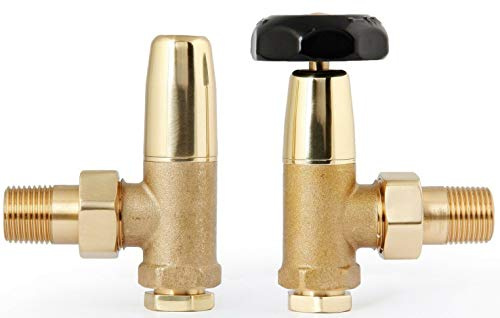 Bronze Brass Old School Traditional Style Radiator Valves Manual Set Pair - Teams