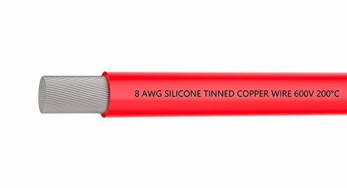 TUOFENG 8.37mm² Electrical Cable 8 AWG Silicone Cable 3 m red Soft and Flexible Battery Cable 1650 Strands of Tinned Copper Wire for RC Aircraft Auto Battery Clamp Cable
