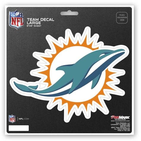 ProMark Miami Dolphins Aufkleber 20,3 x 20,3 cm gestanzt, Teamfarbe