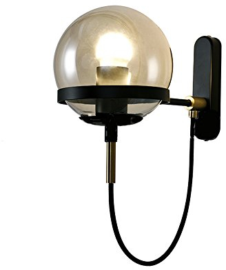 LFsem Retro Industrielle Wandleuchte Glaskugel Lampenschirm Metall Halterung Wandlampe Wandleuchter Für Schlafzimmer Wohnzimmer Hotel Korridor(Schwarz)