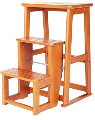 Hockerleiter/Klapphocker klappstufen Holz/klappstufenleiter/Klapptritts/Stufen Tritthocker/Hockerleiter/Tritthocker klappbar/Leiterstuhl/Tritt- kleine Leiter/3 Schritt Hocker