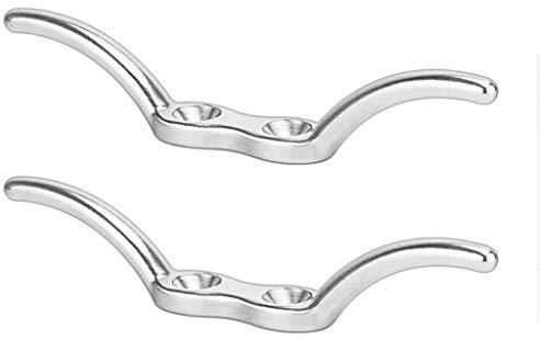 POFET 2 Stück Marine Grade 316 Edelstahl Fahnenmast Seil Klampenhaken 110mm Boot Festmacher Zubehör für Boote Yachten