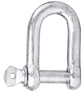 Inega 4 Stück Schäkel aus verzinktem Stahl, 12 mm, D-Glieder, Haken, Bügelclip aus Stahl, für schwere Bauweise (4)