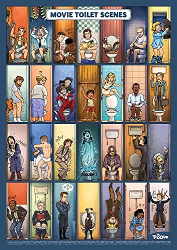 Movie Toilet Scenes - A2 Poster - Kult-Toilettenszenen im Kino Bild - WC und Badezimmerdeko - Lustiges Geschenk
