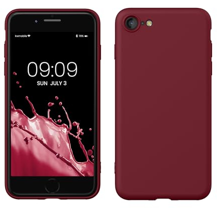 kwmobile Handyhülle für iPhone SE 2022 Hülle/iPhone SE 2020 / iPhone 8 / iPhone 7, für iPhone SE Hülle - Schutzhülle für kabelloses Laden - Case in Rhabarber Rot