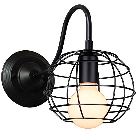 PETITES ECREVISSES Wandlampe Vintage Wandleuchte Schwarz Metall Deckenleuchte E27 Industrial Retro Hängeleuchte für Schlafzimmer Wohnzimmer Esstisch (B - 1Pack)