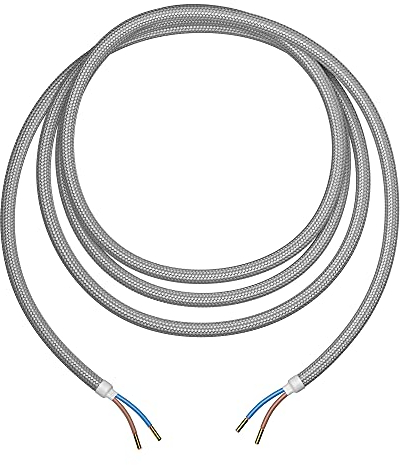 ledscom.de Textilkabel, 3 m, silber, 2 x 0,75 mm², H03VV-F Textilummantelung