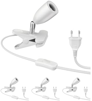 ledscom.de 4 Stück Klemmleuchte LIK, weiß matt, 1x E27 max. 60W