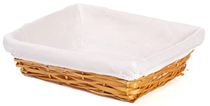 5 X Honey Wicker Hampers With Liner Retail Display Tray Gift Basket Kitchen Storage Basket (White Liner)