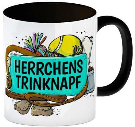Herrchens Trinknapf Kaffeebecher Henkel und Innenseite Schwarz