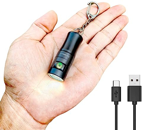 Nitefox U2 Mini Keychain Flashlight USB Rechargeable Side Switch 400 Lumens High Bright with Built-in Battery Tiny Small Torch for Everyday EDC Emergency Dog Walking Camping Hiking