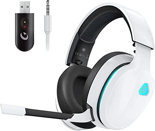 Gvyugke Gaming headset, 2.4GHz Wireless Gaming Headphone for PS5, PC, Mac, 5.2 Bluetooth Headphone with Detachable Noise Canceling 3D Microphone, 3.5mm Wired Mode for Xbox Series