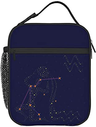 Fiambrera con signo del zodiaco Acuario, bolsas de almuerzo aisladas para mujeres/hombres/niñas/niños, lonchera con asa desmontable, bolsa de comida