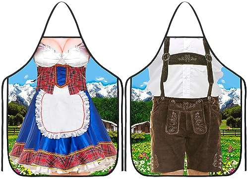 EBOOT 2 Pcs Oktoberfest Apron Female German Dirndl Dress Novelty Aprons for Woman German Party Beer (Charming Style)