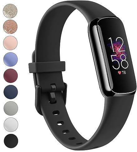 Vanjua Armband kompatibel mit Fitbit Luxe, Armband für Damen und Herren, weiches Silikon, verstellbar, wasserdicht, Sport-Ersatzarmbänder für Fitbit Luxe Fitness-Tracker (klein, schwarz)