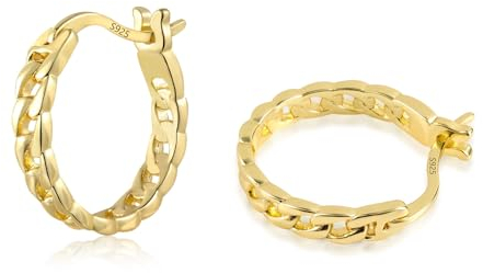 Gold Creolen Ohrringe für Damen, Sterlingsilber Kleine Huggie Ohrringe Kette Huggie Creolen für Damen Silber Ohrringe hypoallergen S925 Creolen Schmuck Geschenk