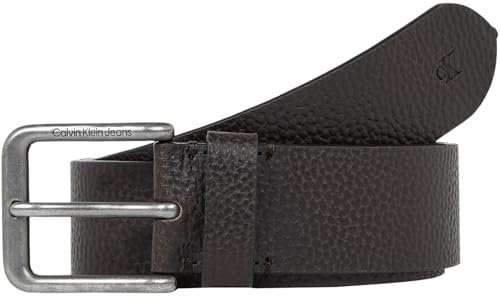 Calvin Klein Jeans Herren Gürtel Classic Leather Belt Eckige Schnalle aus Leder, Braun (Bitter Brown), 130 cm