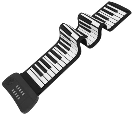 Faltbares Klappklavier mit 61 Tasten, Tragbares Silikon Piano | Schwarz, 1000mah Akku, 128 Rhythmen, Lautsprecher und Kopfhörer, Sustain Pedal, Midi Ladeanschluss
