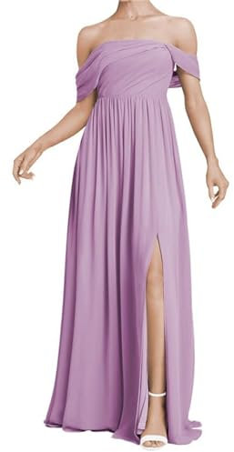 KURFACE WSX426 - Vestido largo de dama de honor sin mangas con hombros descubiertos para mujer, Violeta polvoriento, 44