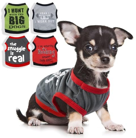 4 Pieces Dog Clothes for Small Dogs Boy Soft Dog Shirts Cute Chihuahua Yorkie Teacup Dog Clothes Pet Puppy Cat Tiny Dog Outfits (X-Small)