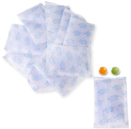 Lens-Aid sachets Gel de silice 50 g 10 pièces indicateur | Indicateur orange-vert, réutilisable à 100 °C, pour appareil photo, électronique et filament 3D