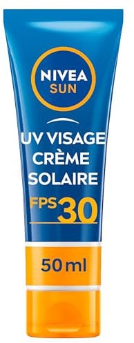 NIVEA SUN - Crème UV Visage FPS 30 - Protection Solaire Hydratante - Contre UVA/UVB - Sensation Peau Douce - Racine De Réglisse - Formule Légère & Non Grasse - Peaux Normales - 50 ml