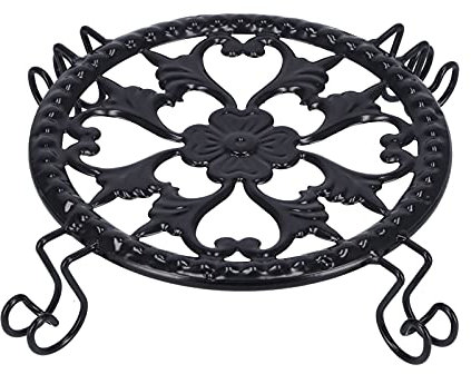 Zerodis Soporte para macetas de hierro forjado elegante negro para sala de estar, cocina o paisaje al aire libre