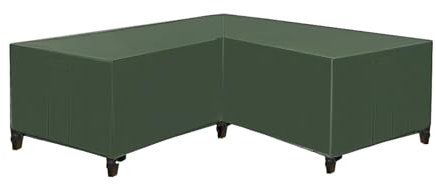 Gartenmöbel Abdeckung, L-Form Lounge Abdeckung Wasserdicht Rattan Sofa Abdeckung, Für Gartenmöbel Sitzgruppe Ecksofa Eck-Loungegruppe Abdeckplane (286x286x82cm,GrüN)