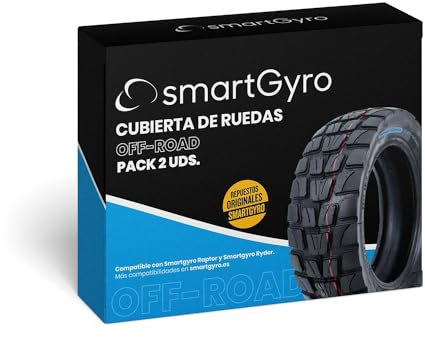 smartGyro Cubiertas OFF-ROAD - Pack de Cubiertas Válidas para Patinetes smartGyro Raptor, Raptor Dual y Ryder, 10 inches, Pack de 2
