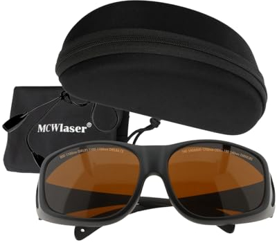 MCWlaser Occhiali di Protezione Sicurezza Laser 190-540nm & 800-1700nm OD5+ occhiali protettivi per Yag, Blue, Green Laser 405nm 445nm 450nm 473nm 520nm 532nm 808nm 980nm 1064nm Tipo di assorbimento