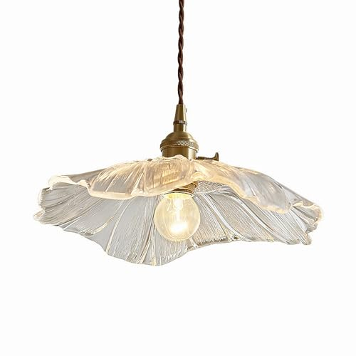 NOKTAI Luminaire Suspension Dôme en Verre Transparent Vintage Industrielle, E27 Plafonnier avec Fini en Laiton Poli Lustre, Suspension Lampe de Salle à Manger Cuisine Salon Chambre White