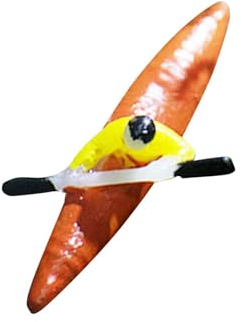 Dualoai Miniatur Kajak Skulptur Als Dekoration für Gartenteich, Rot