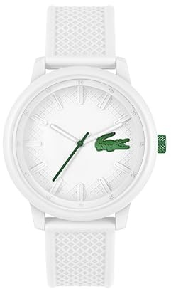 Lacoste Uhr mit DREI-Zeiger-Quarzwerk für Herren Kollektion Lacoste.12.12 Hero mit Weisses Silikonarmband - 2011315
