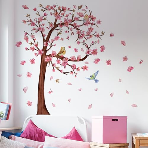 Wandtattoo Kirschbaum Wandsticker Wanddeko für Wohnzimmer Schlafzimmer Sofa Hintergrund,Wandaufkleber Kinderzimmer Mädchen und Jungs,Wandaufkleber Diy Wandkunst Dekor