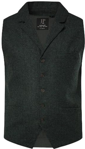 JP 1880 Menswear Big & Tall Plus Size L-8XL tweed vest FLEXNAMIC®, lapel, knitted back bottle green XXXXXXX-Large 828736454-7XL