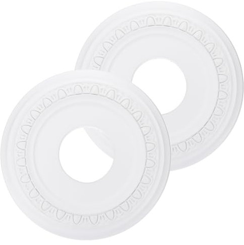 PATIKIL 2pcs Medallones de Techo, 30x10cm Rosetón de Estuco de Espuma PU Placa de Cubierta Medallón de Araña Flores Talladas para Techo Ventilador Pared Lámpara, Estilo Antiguo, Blanco