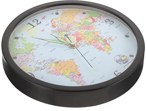ULDIGI Dekorative Wanduhr Mit Weltkarte Batteriebetrieben Geräuscharm Stilvolle Vintage-wanduhr Für Schlafzimmer Wohnzimmer Und Büro Praktische Wanddekoration