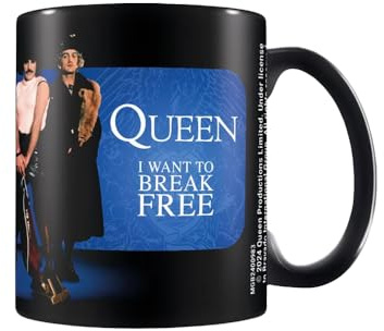 Pyramid International Queen I Want to Break Free Black Ceramic Pod Mug – Music-Themed Coffee Mug for Fans, 11oz, Microwave & Dishwasher Safe, Great for Tea or Coffee Lovers