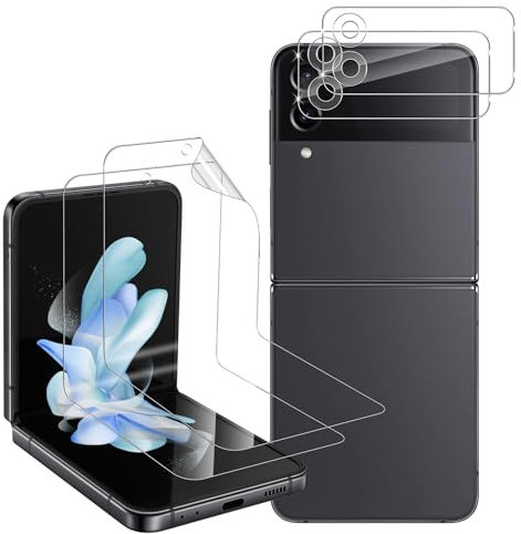 Holilo [2+2 Piezas Para Samsung Galaxy Z Flip 4 5G TPU Flexible Protector de Pantalla + Protector cámara Cristal Templado,9H Dureza HD Vidrio Templado Anti-Arañazos Sin Burbujas Glass