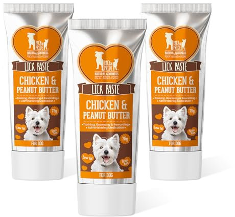 PACK'N PRIDE Liver Paste Dog Treats, Chicken and Peanut Butter Flavour Lick Paste, Rich in Nutrients, Portable, Ideal Training Reward, Comply with Lick Mat