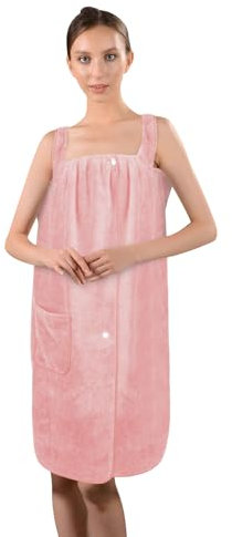 JIAHG Saunakilt Damen, verstellbar Saunahandtuch Duschtuch mit Druckknöpfe, Große Schnelltrockend Saunarock Saunatuch Saunasarong, Frauen Badetuch Duschtuch Bademantel (Rosa A)