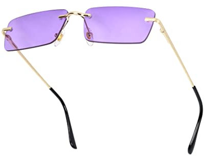 besbomig Randlose Sonnenbrille Damen Herren Retro Rahmenlose Brille für Festival Rave Outfit Fasching 90er Jahre Party Brillen Modebrille Hippie Kostümzubehör