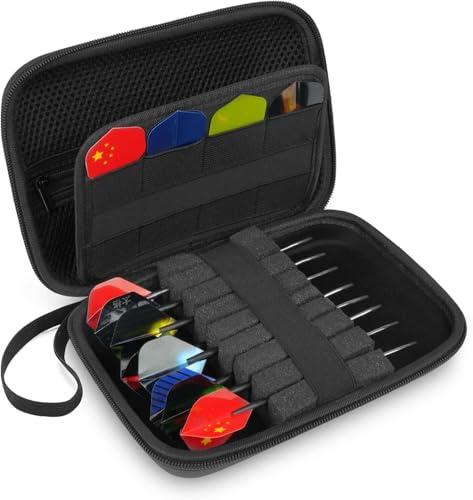 flintronic Harte Eva Dartpfeiletui, Dart Taschen Organiser für 8 Stahlspitze und Weiche Spitze Darts, für Dart Spitzen, Flights, Schäfte und mehr Dart Zubehör